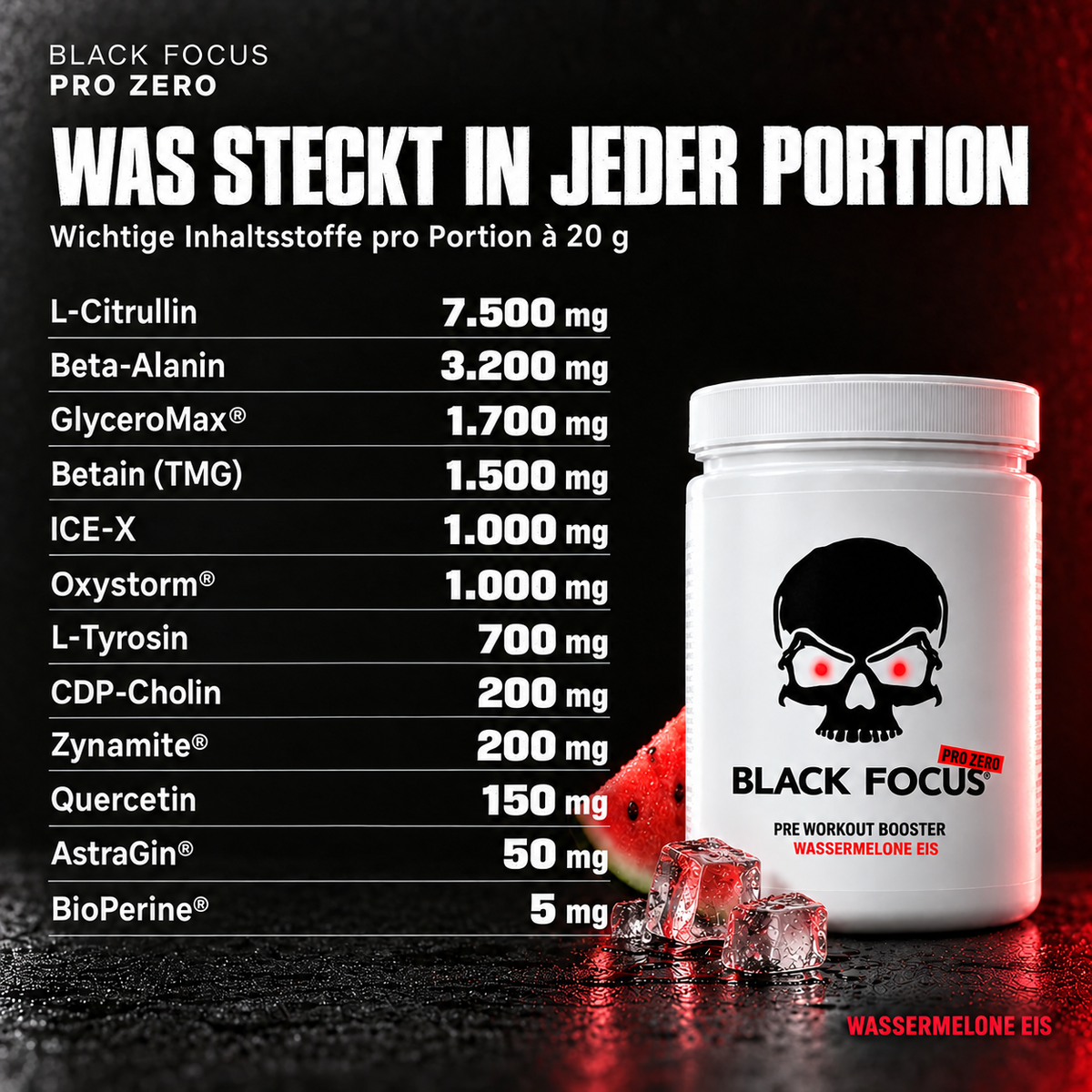 Black Focus Pro Zero Stim-Free Pre-Workout 400g